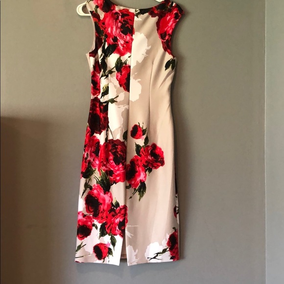 Flattering cocktail dress - Red, pink ivory and silky feel - Picture 3 of 4